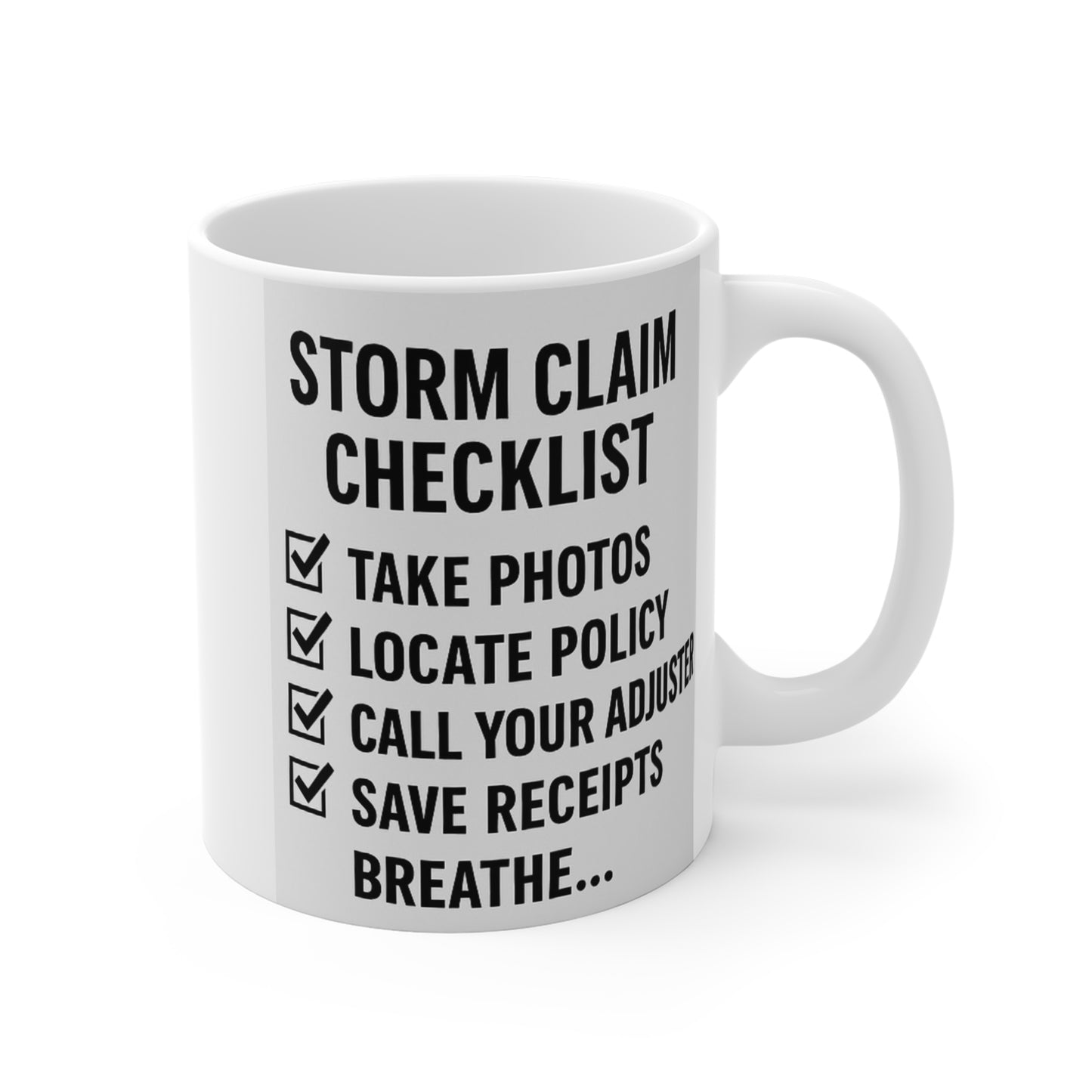 STORM CLAIM CHECKLIST Mug 11oz
